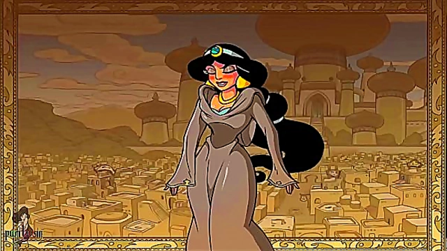 Princess Jasmine Indulges in Steamy Group Pleasure with Genie and Aladdin