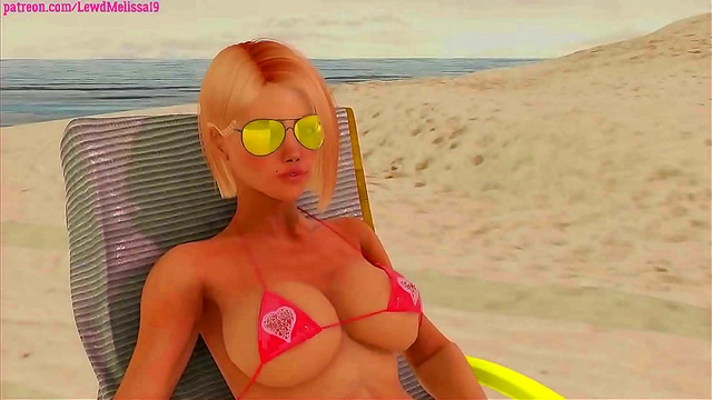 Two Futanari beauties indulge in steamy beach blowjob fun in intense 3D anime scene.