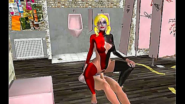 Harley Quinn Ignites Steamy Bathroom Encounter with Intense Hentai Passion