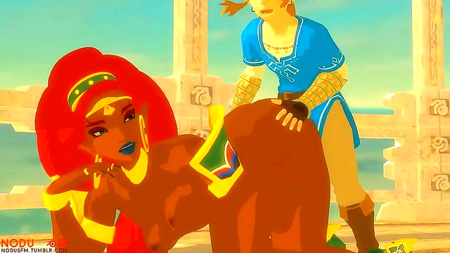 Urbosa Pleasures Link Amidst Monster-Filled Fantasy in 3D Anime Adventure