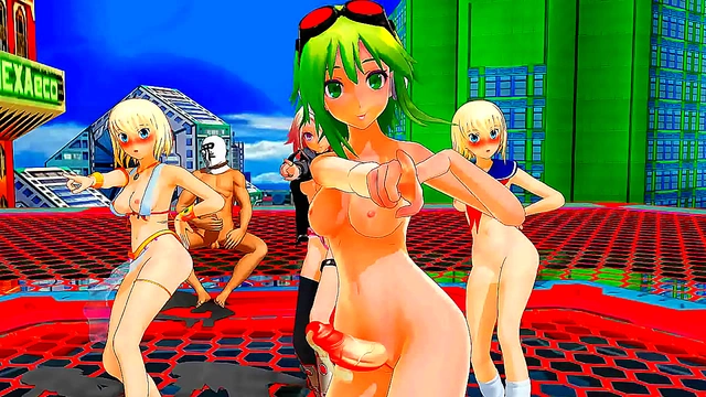 Futuristic Futanari Goddess Leads Steamy Dance Party with Her Squad