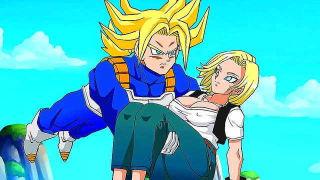 Trunks Saves Android 18 for Steamy Panty Play and Satisfying Creampie