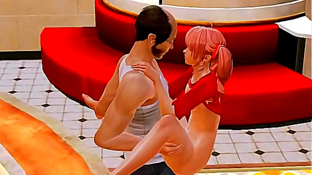 Intimate StepMoments – Young 18+ 3D Anime Girls 18+ Shares Passion with Grandpa in Hot Hentai Scene
