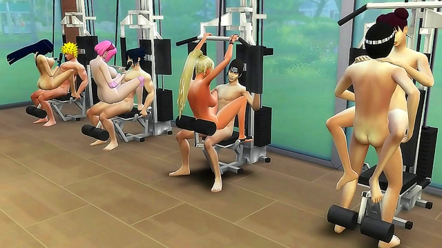 MILF Wives Hinata, Sakura, Ino, Tenten Seduce Trainers During Hot Workout Session
