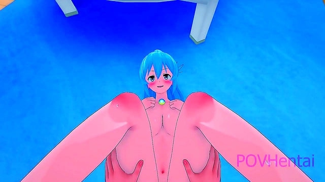 18-Year-Old Goddess Aqua Succumbs to Temptation in Steamy Konosuba Scene