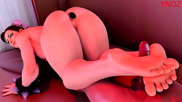 Chun-Li Tempts with Sensual Footjob Using Her Alluring Curves & Big Ass