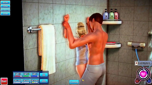 Blonde Beauty Seduces in Steamy Shower with Lingerie-On Pleasure
