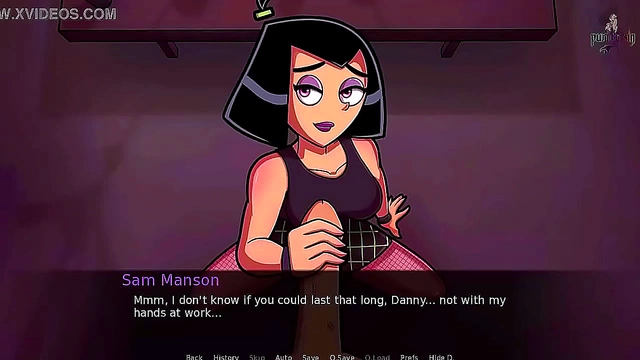 Goth Sam Seduces Danny with Steamy Handjob and Explosive Facial in Anime Fantasy