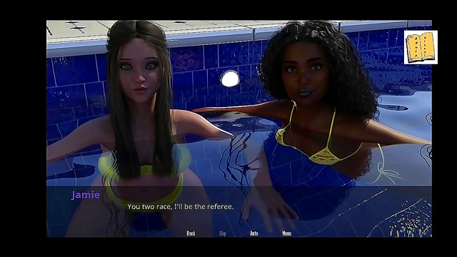 Jasmine & Jamie Entice by the Pool –Teen 18+ Amateur Hentai Pleasure with Curvy Assets