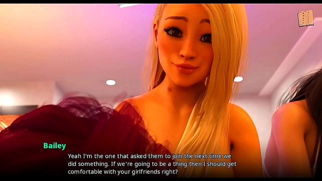 Three Sexy Blondes Team Up for Steamy Foursome Fun in hentai Scene
