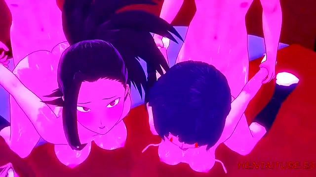Ochaco, StepMomo, Tsuyu, and Jiro Share Intimate StepMoments in My Hero Academia Orgy