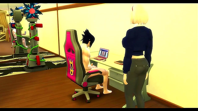 Sakura Walks In on Sasuke Pleasuring Himself as Naruto Pounds Sarada Hardcore
