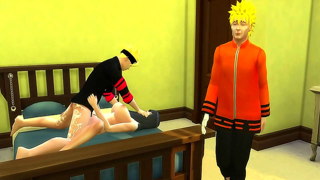 Naruto Surprises Hinata During Solo Pleasure, Joining for Intimate Anal Delights