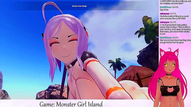 Neko VTuber Indulges in Steamy Facesitting with Busty Monster Girls 18+  During Anime Stream