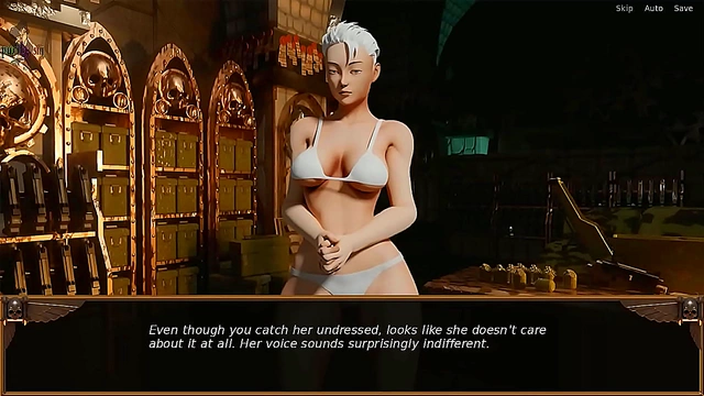 Albino Warhammer Battle StepStepSister Trains Nude with Armored Muscle Women