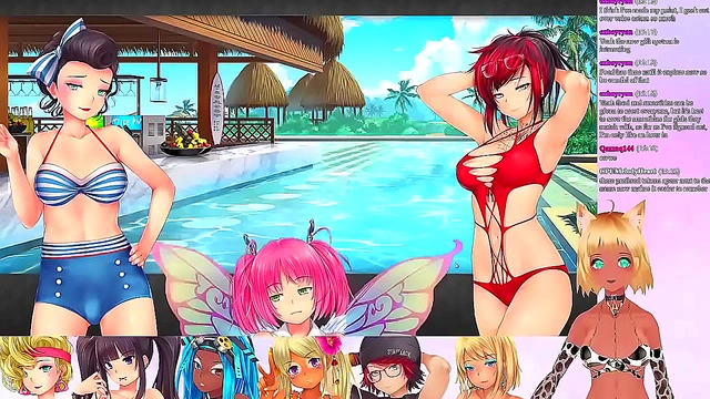 NekoVTuber Seduces in Lingerie During Steamy Threesome Livestream Gameplay