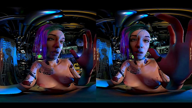Virtual Intimacy – Judy Alvarez Seduces in Cyberpunk Night City Server Room