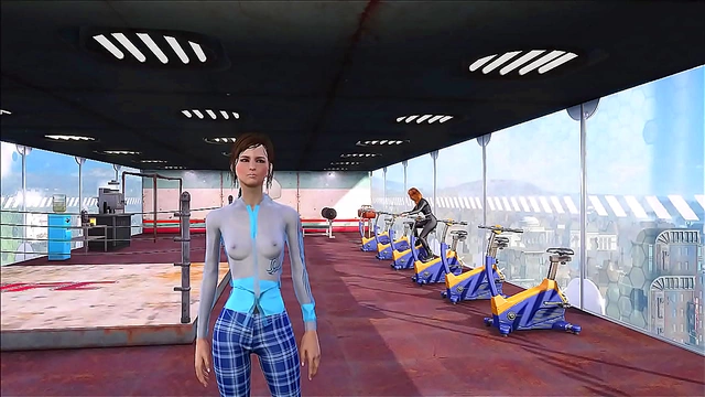 SexyBrunette Rocks Fallout 4 Fashion at the Gym in HOT Anime Scene