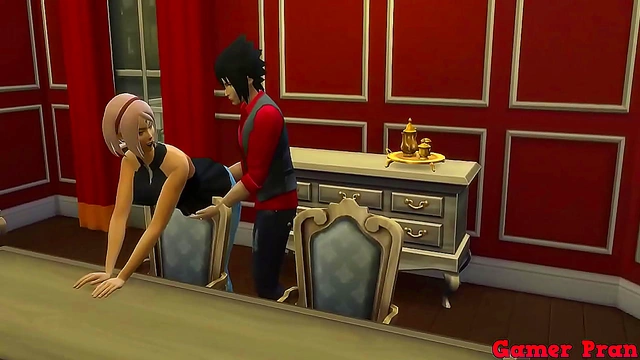 Naruto Tempts Tsunade While Sasuke Passionately Takes Sakura in Anime Cuckold Scenario