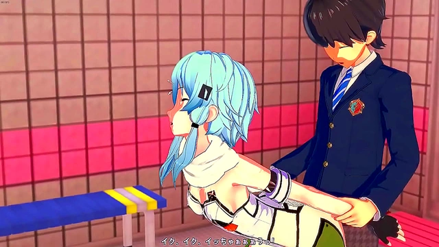 Sinon Pleasures Kirito Twice with sensual oral and passionate sex in SAO Hentai