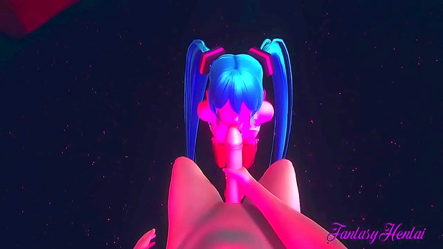 Hatsune Miku Tempts You with a Steamy 3D Hentai blowjob in Striptease POV