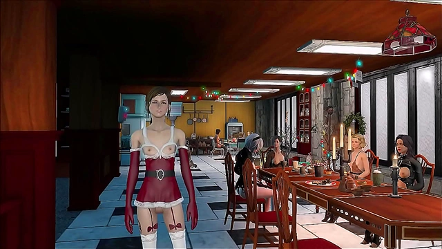 CharmingBrunetteAnimeGirls 18+DressesUpforFallout4ChristmasFetishFun