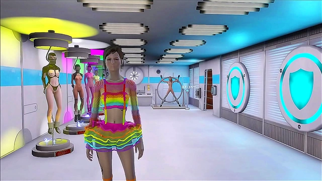 Sexy Fallout 4 Anime Beauty Seduces in Vibrant Multicolor Outfit