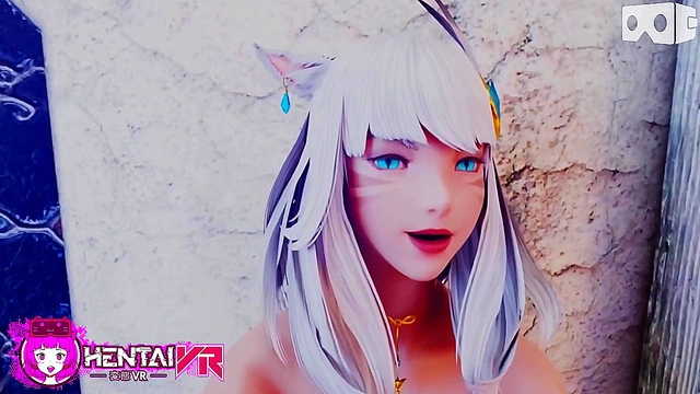 Sultry White-Haired CatGirls 18+ Takes Control in Hot Hentai VR Experience