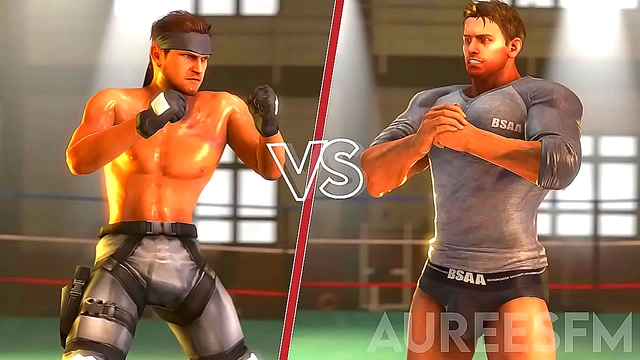 Solid Snake Battles Chris Redfield in Intense 3D Anime Wrestling Match