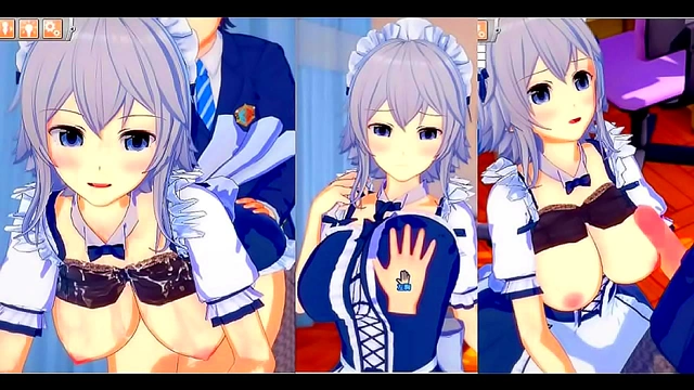 Sakuya Izayoi Teases with Giant Breasts During Seductive blowjob in Koikatsu!