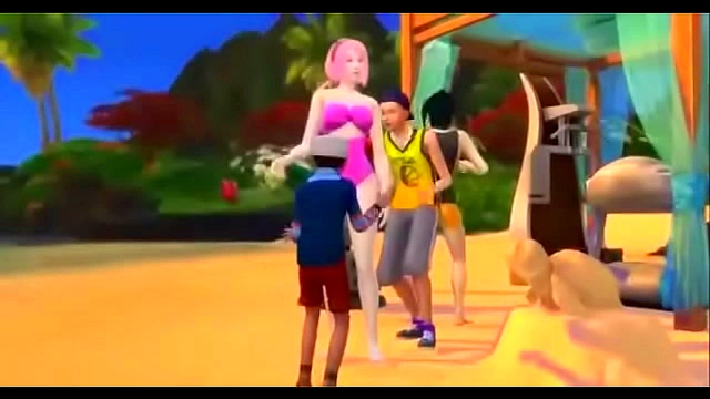 Hinata Betrays Naruto with passionate beach rendezvous, leaving him to hear her cries of pleasure.