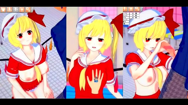 Flandre Scarlet Teases with Busty Pleasure and Seductive blowjob in Koikatsu!