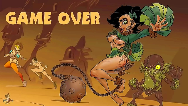 Brunette and Redhead Seductively Overcome Goblin’s Curse in Steamy Anime Quest
