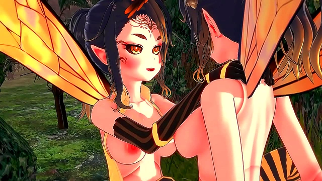 Queen Bee Receives Creamy Bliss from Futanari Partner in Chilling Halloween hentai StepMoment