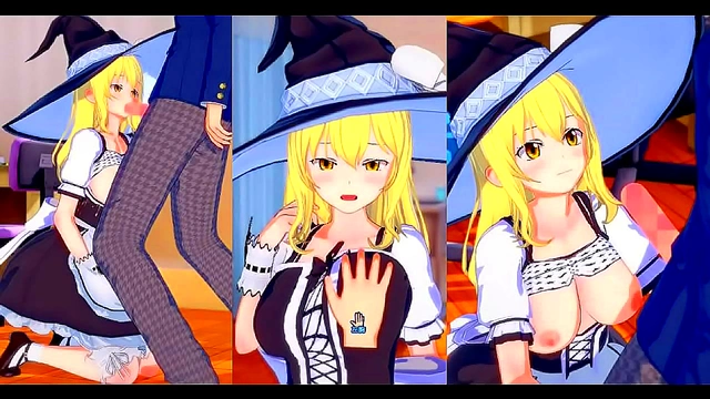 Marisa Kirisame Seduces with Her Massive Bosom and Expert Blowjob in 3D Hentai