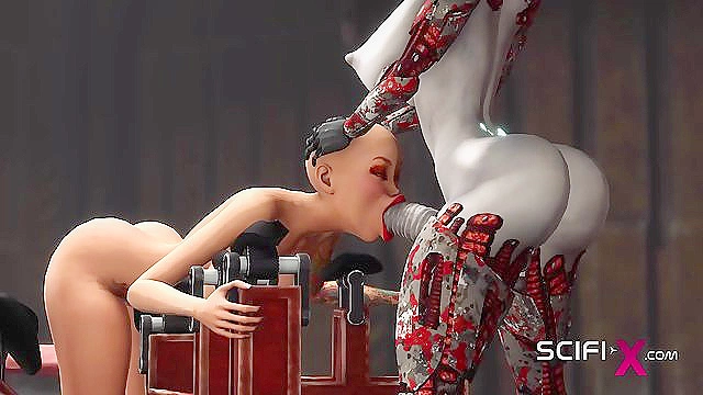 Futanari Sex Robot Pounds Her Dick Into Bald Human With Fierce Passion