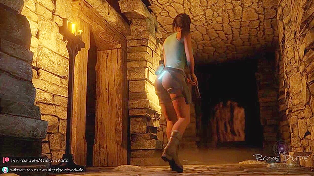 Tifa Lockhart Captures Lara Croft and Pleasures Her with Magical Strapon Dildo