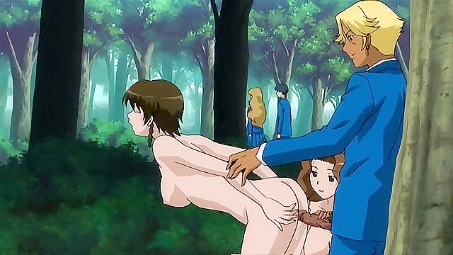 School Stud Satisfies Two Horny SchoolGirls 18+  with Woodland Pleasure