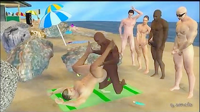 Beach Bonfire Turned Hot 3D Gay Interracial Erotic Adventure
