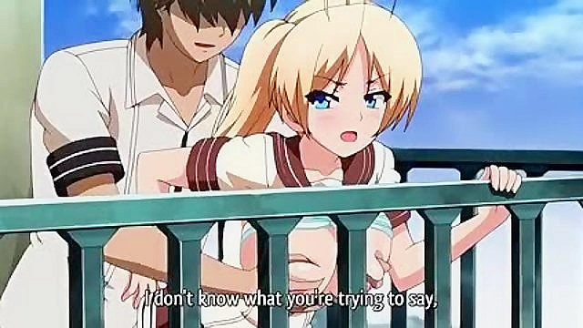 Busty Seduces Teacher on Balcony in Steamy Anime Encounter