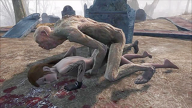 Ghoul Ravishes Petite Teen 18+ Amidst Gravestones in Fallout 4 Cemetery Scenario