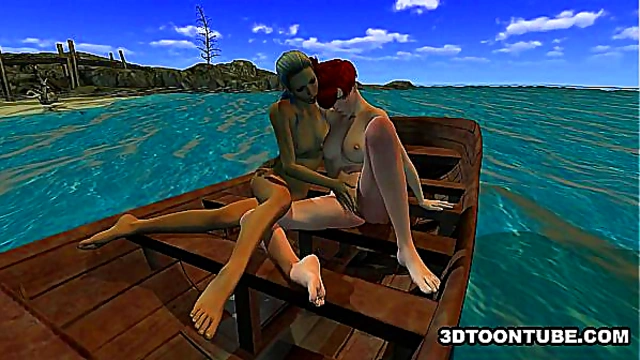 Sultry Foxy Lesbian Seduced by Tongue Kisses on Boat Ride Adventure