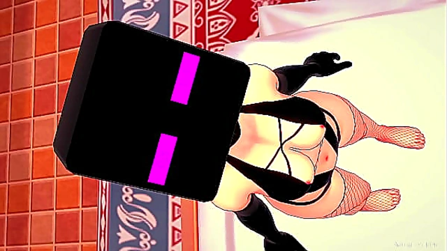 Girl 18+friend Wears Enderman Mask for Steamy 3D Hentai Playtime