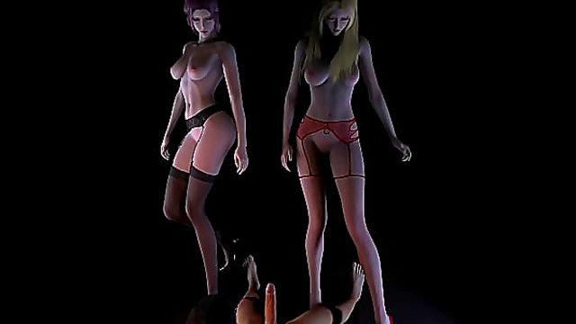 Two Adorable Cuties Pleasure One Guy in Wild 3D Threesome Action