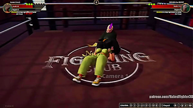 Karen Battles Bolda in Naked Fighter 3D Arena Showdown