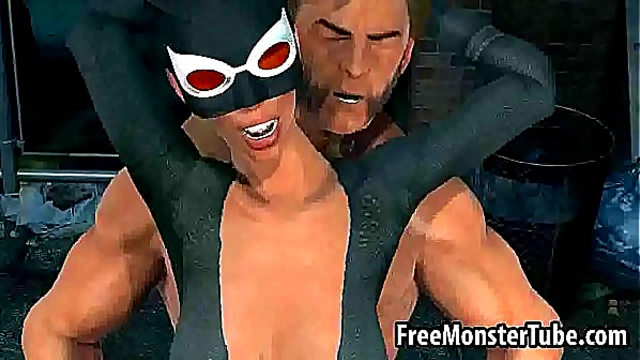 Catwoman Takes Wolverine Wild Outdoors – Steamy 3D Encounter