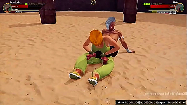 Karen Krush Battles Diabla Bare & Wild in Naked Fighter 3D Showdown