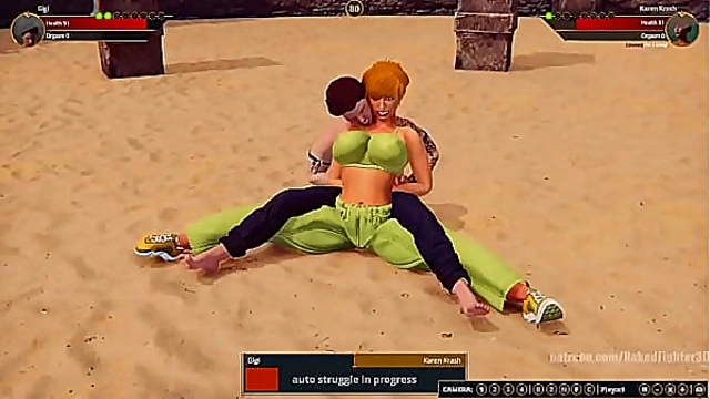 Gigi Battles Karen Krash in Steamy Naked Fighter 3D Showdown