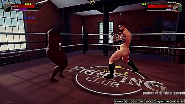 Cardi Battles Lord Jerle in Naked Fighter 3D Arena Showdown