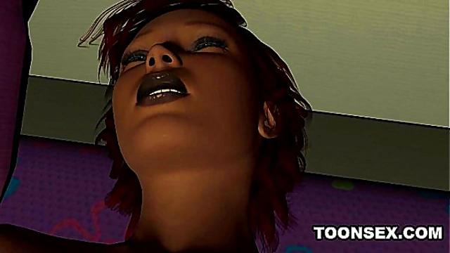 Redhead Babe Alone in Bed Exploring Her Desires in Wild 3D Cartoon Fantasy